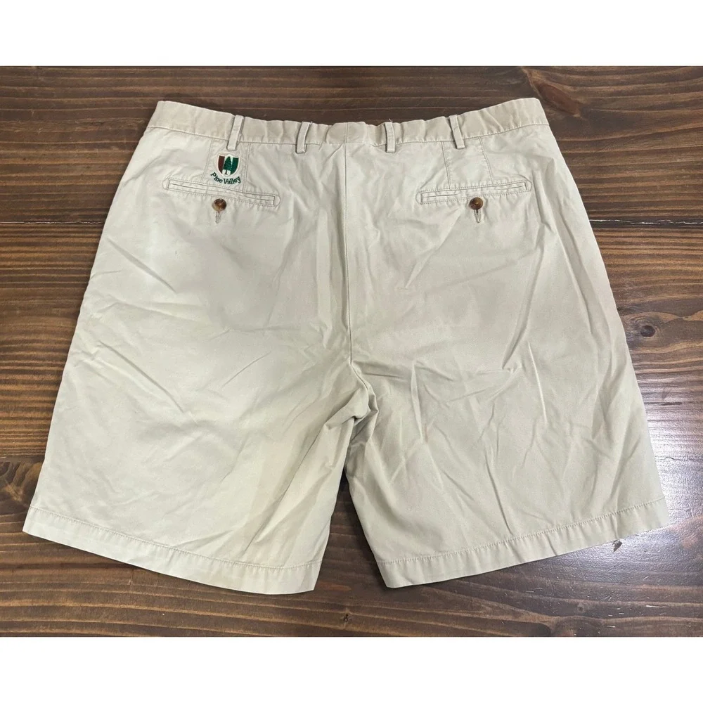 PETER MILLAR Golf Shorts Mens 40 Khaki Pine Valley Cotton Chino Club Logo